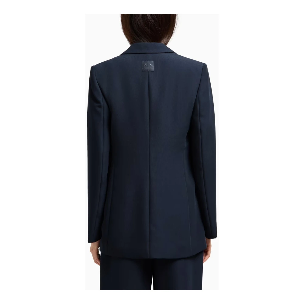 Armani Exchange Blauwe Klassieke Knoopblazer Jas Blue Dames