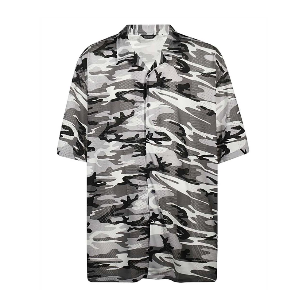 Balenciaga Grijze Camouflage Print Shirt voor Heren Gray Heren