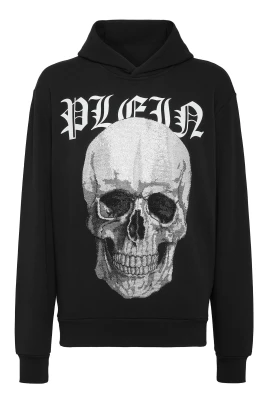Hoodie Sweatshirt med Kristaller Dödskalle