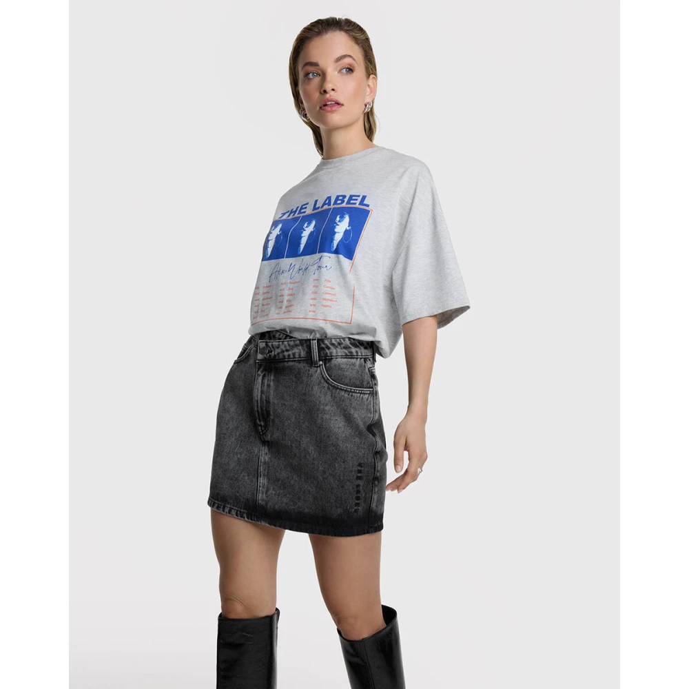 Alix The Label Asymmetrische Denim Mini Rok Gray Dames