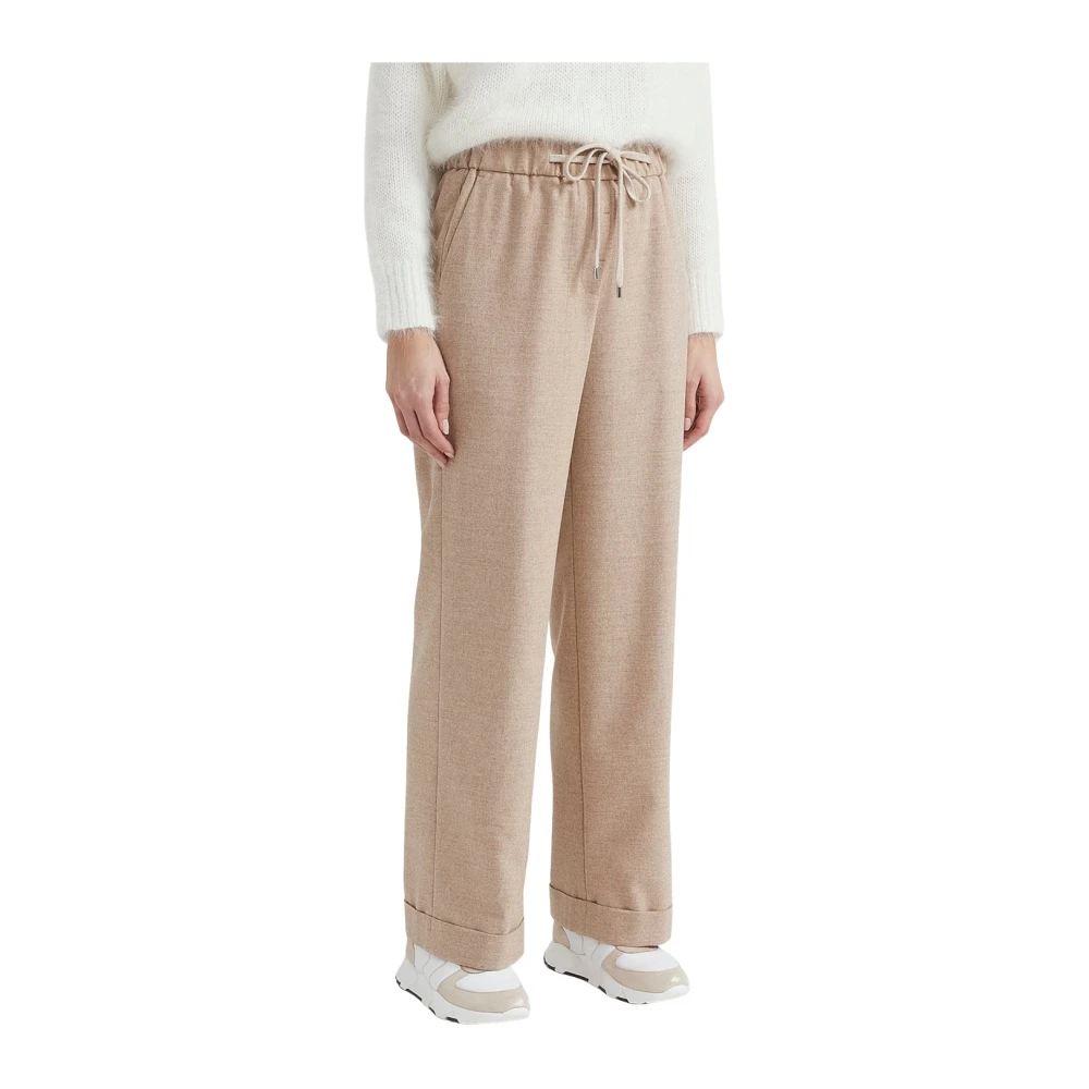 PESERICO Joggingbroek van wol en viscosemix Brown Dames