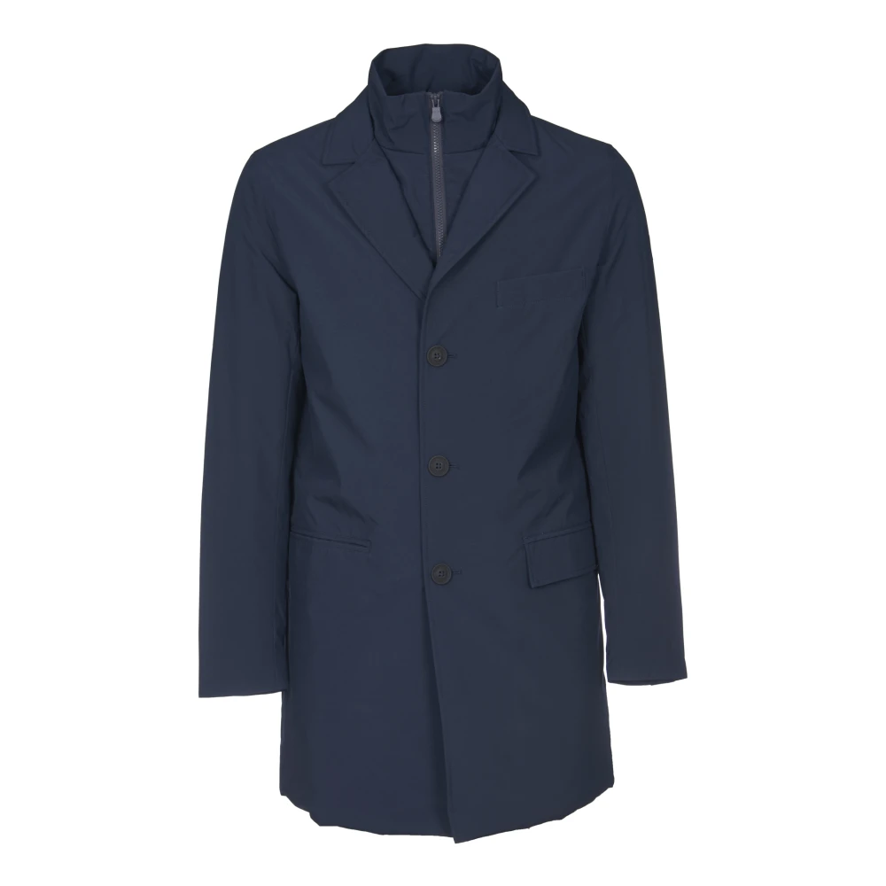Save The Duck Men's Blue Single-Breasted Coats, S, Trench Coat