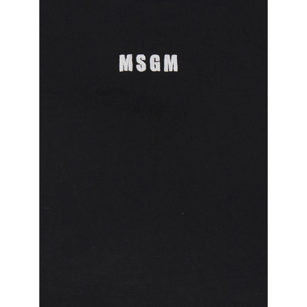 Msgm Zwart Geborduurd Logo T-shirt Vrouw Katoen Black Dames