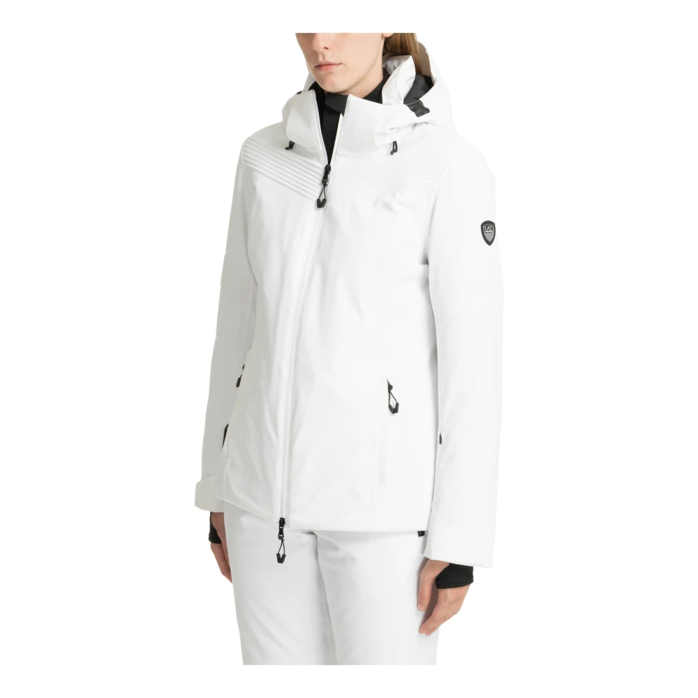 Emporio Armani EA7 7 Ski Jas met Capuchon en Logo White Dames