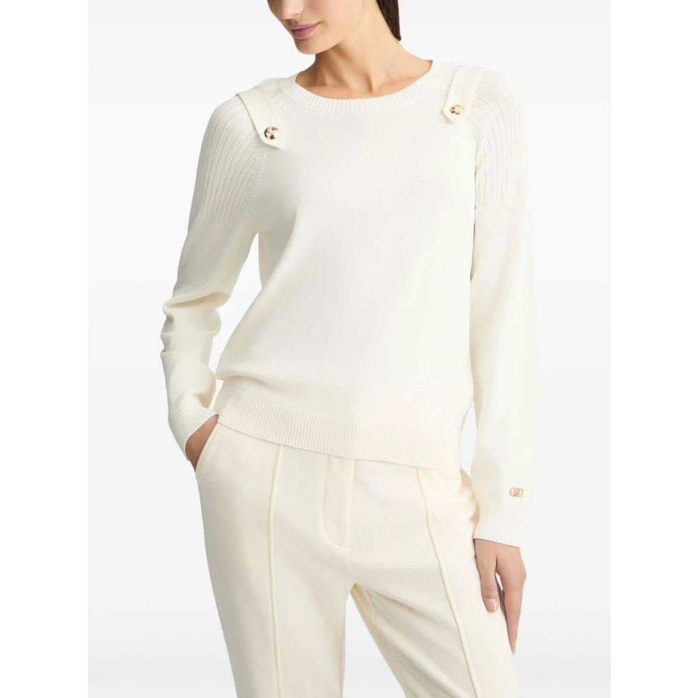 Liu Jo Logo-geëmbosseerde trui met ronde hals White Dames