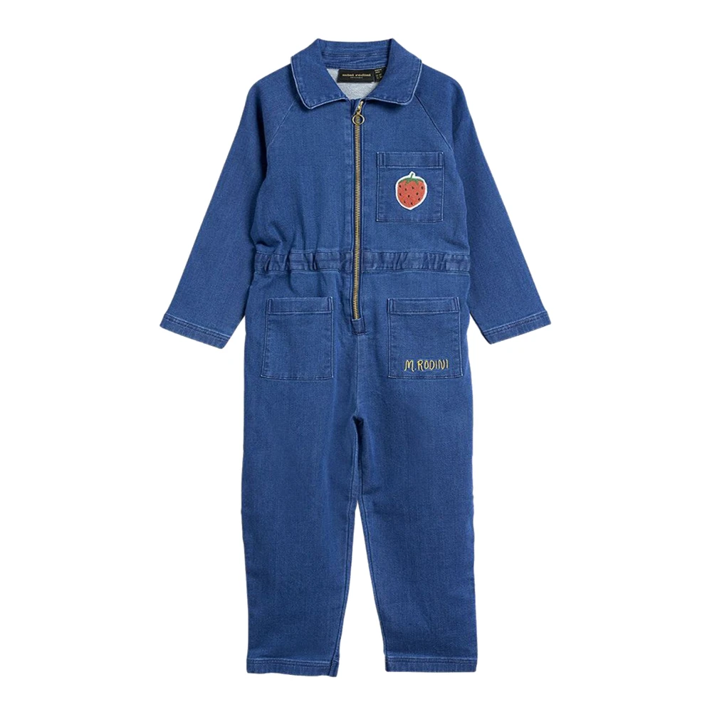 Mini Rodini Girls Blue Jumpsuits, 9 Y, Denim Jumpsuit