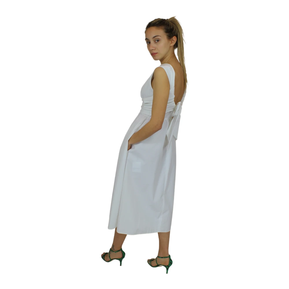 Aspesi Elegante Katoenen Jurk met Open Rug White Dames
