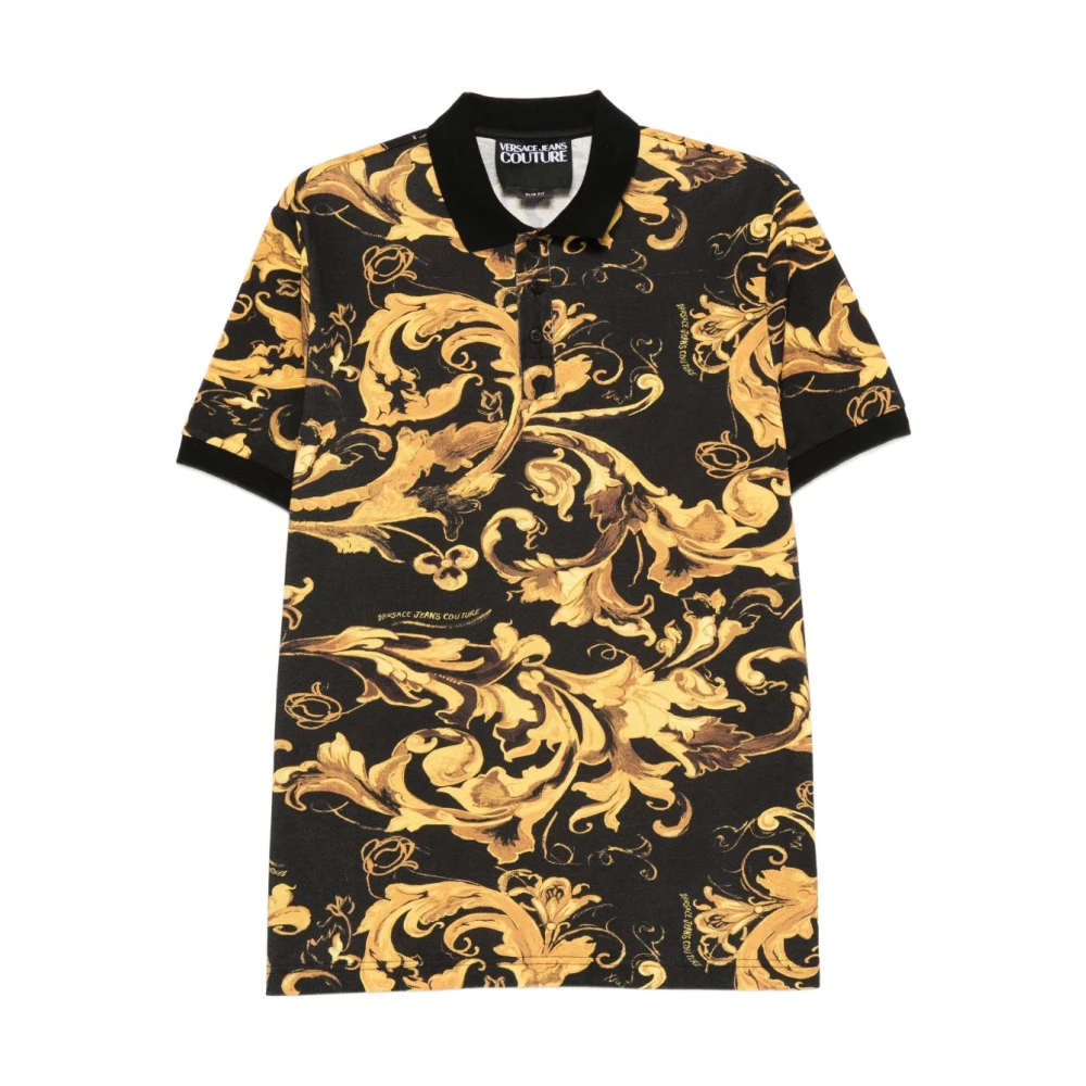Versace Jeans Couture Men's Multicolor Polo Shirts, M, Porcelain Barocco-Print Polo Shirt