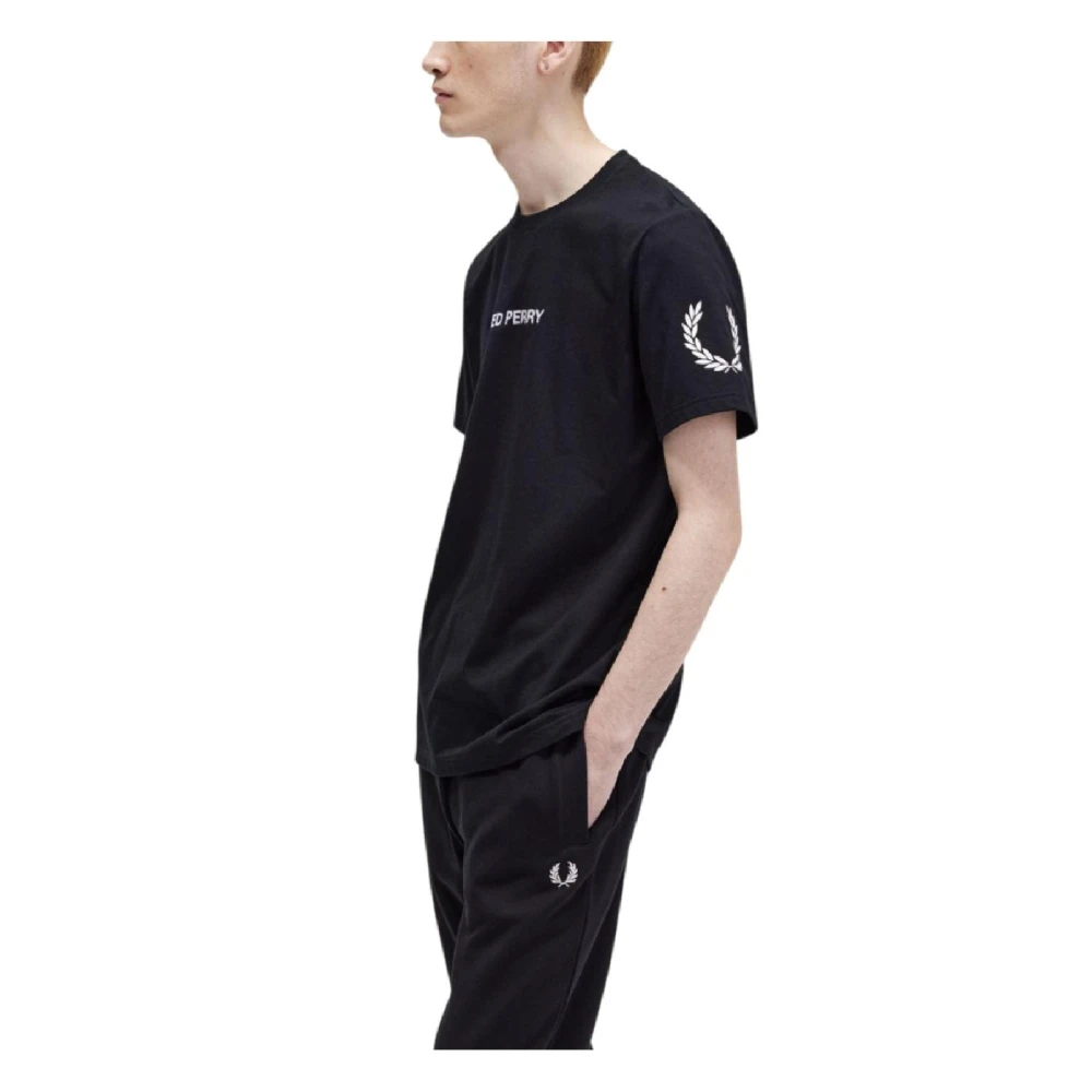 Fred Perry Grafisch T-shirt met iconisch logo Black Heren