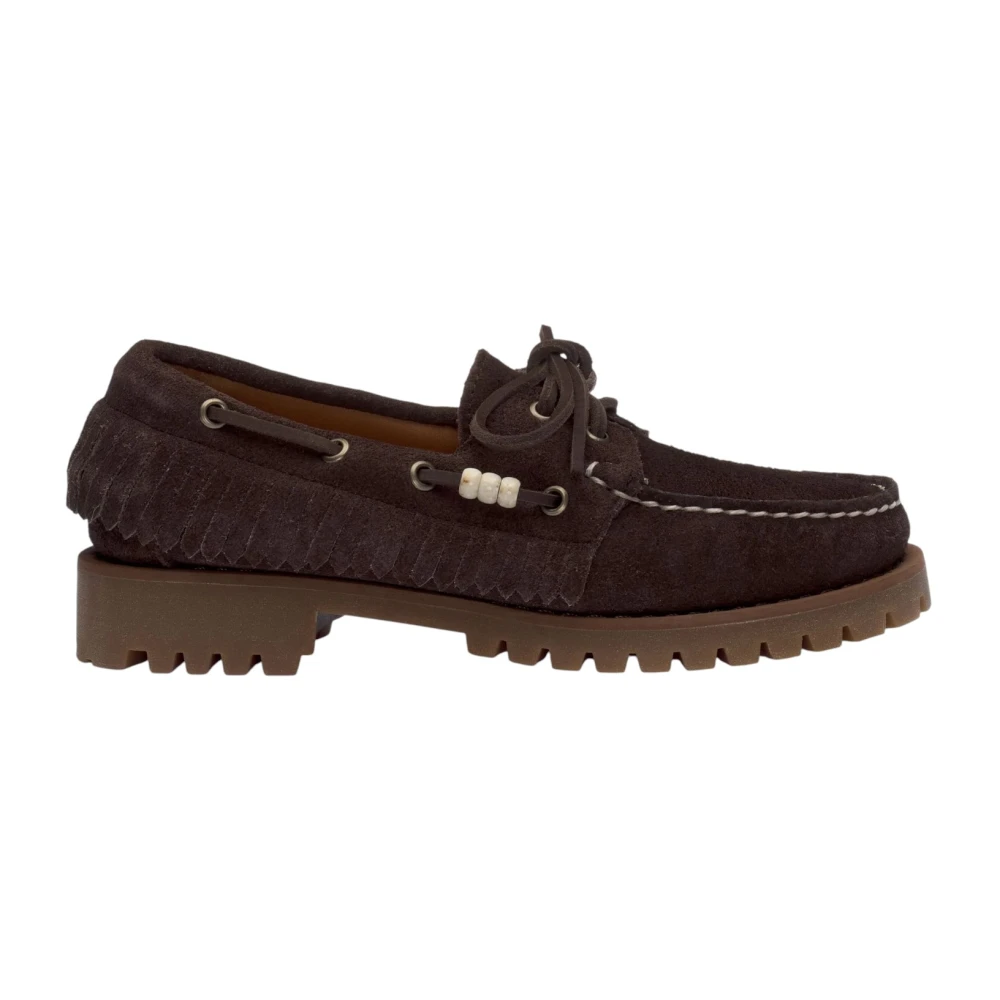 Sebago Women's Brown Boat Shoes, 7 Uk, Suede Fringe Loafer