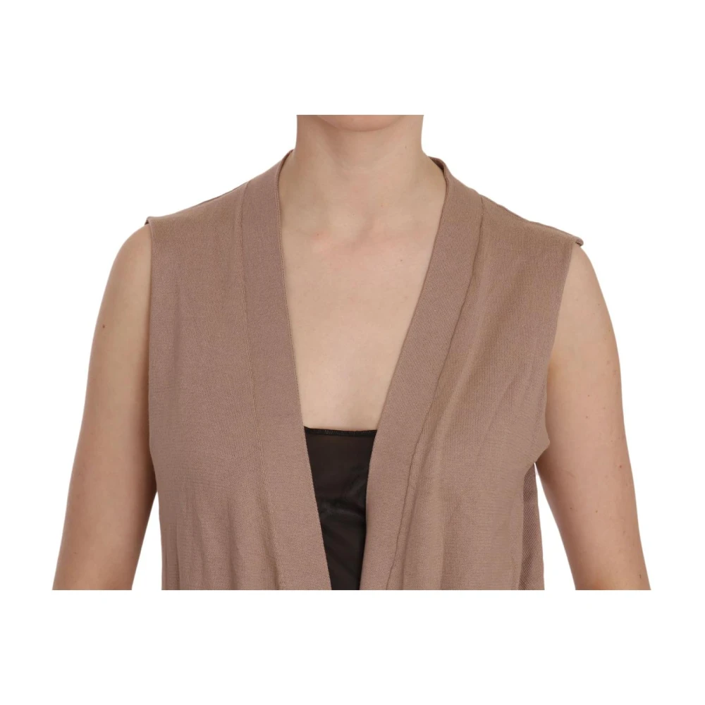 Pink Memories Stijlvolle Mouwloze Katoenen Vest met Logo Brown Dames