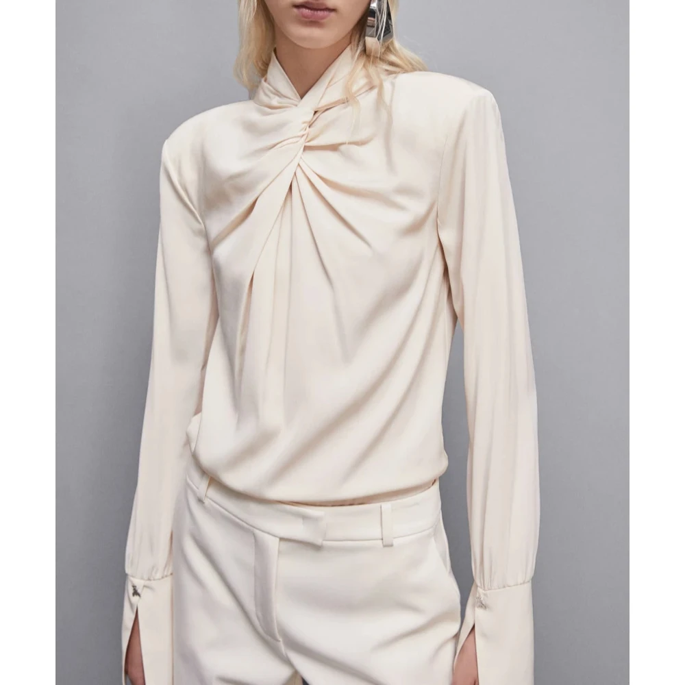 PATRIZIA PEPE Essentiële Knoopshirt Beige Dames