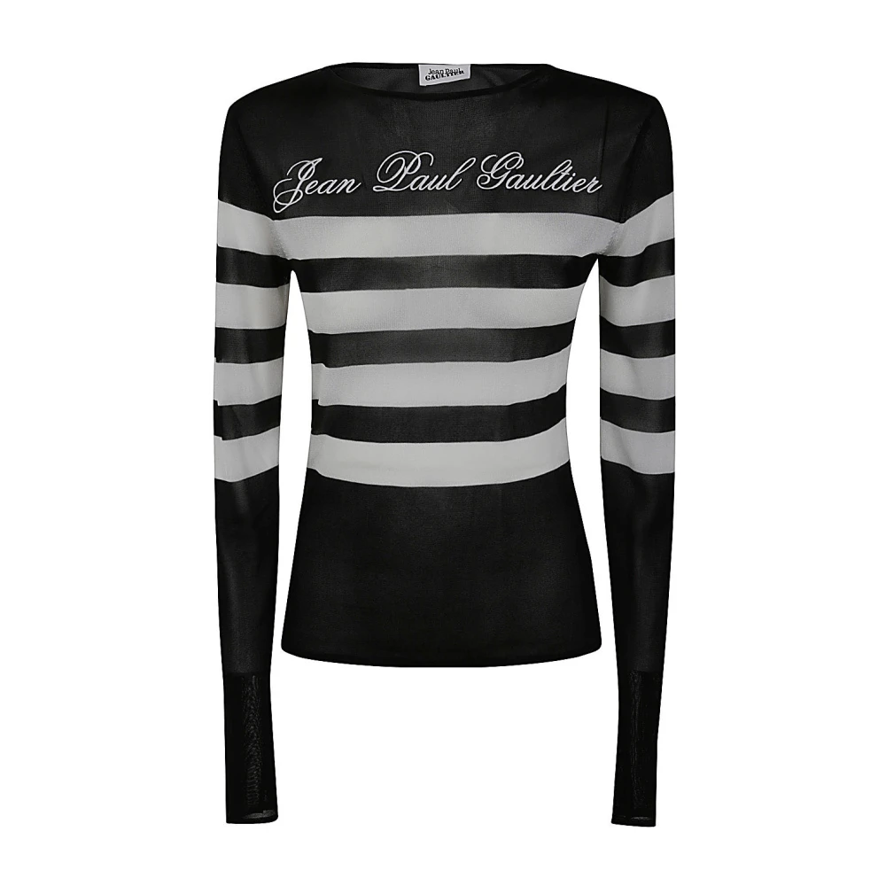 Jean Paul Gaultier Zwart Wit Transparante Viscose Top Black Dames