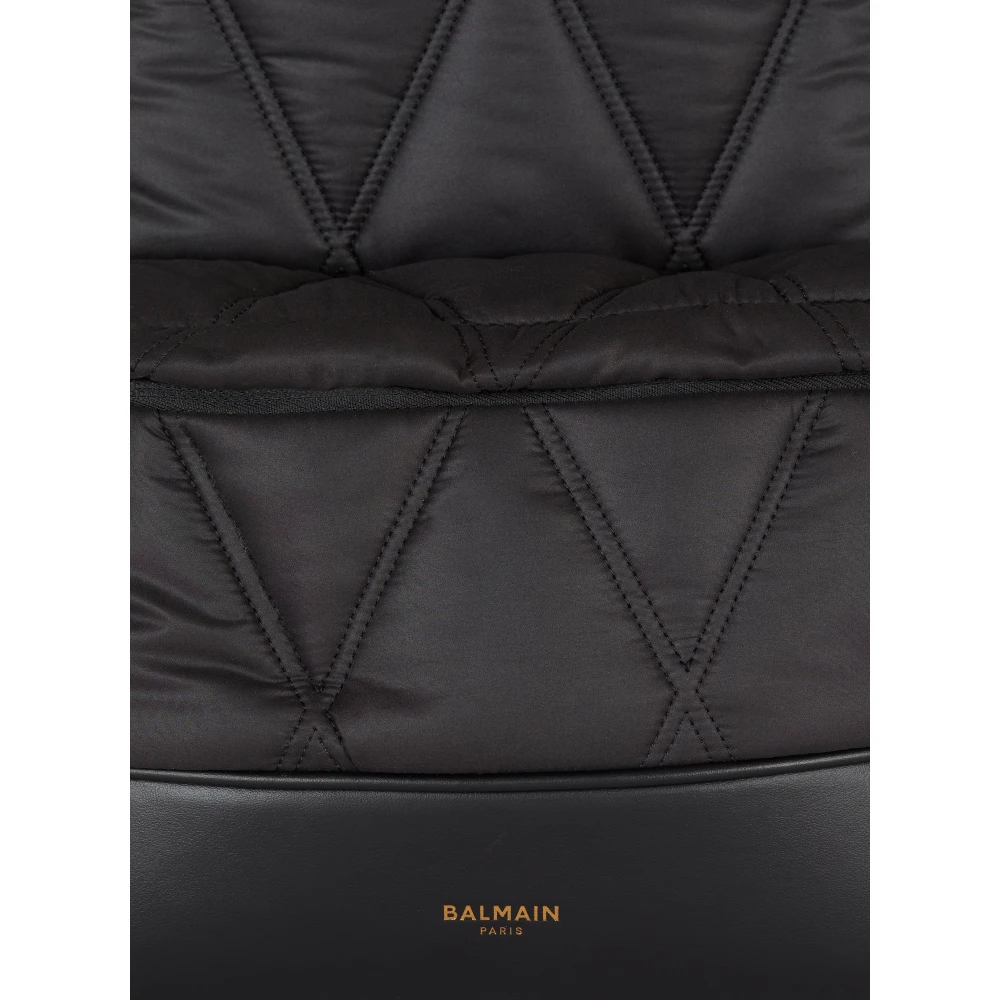 Balmain Gewatteerde nylonrugzak met diamantmotief Black Heren