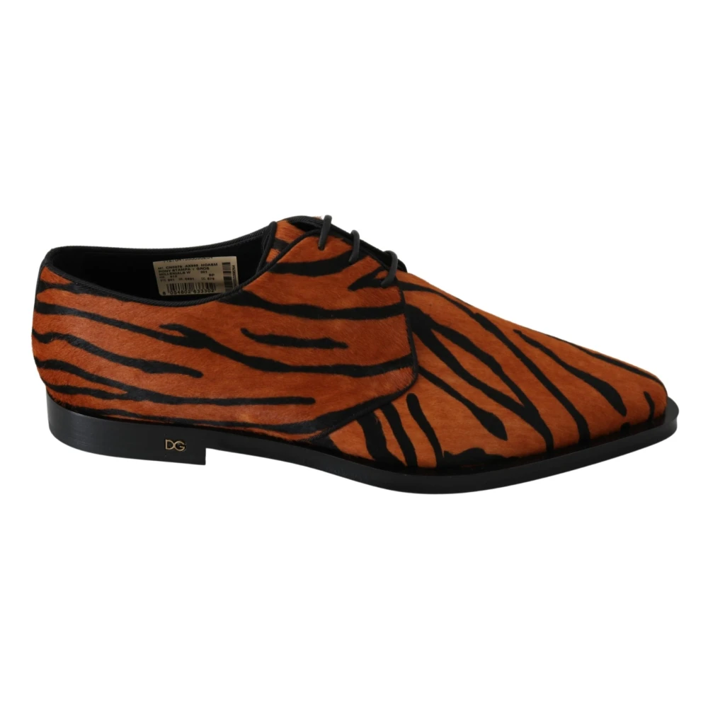 Dolce & Gabbana Orange Laced Shoes, Female, 8 Uk, Tiger Pattern Formal Brogue Shoes