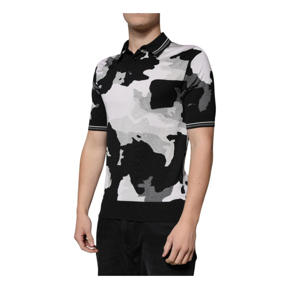 Dolce & Gabbana Zijden Camo Polo Shirt Multicolor Heren