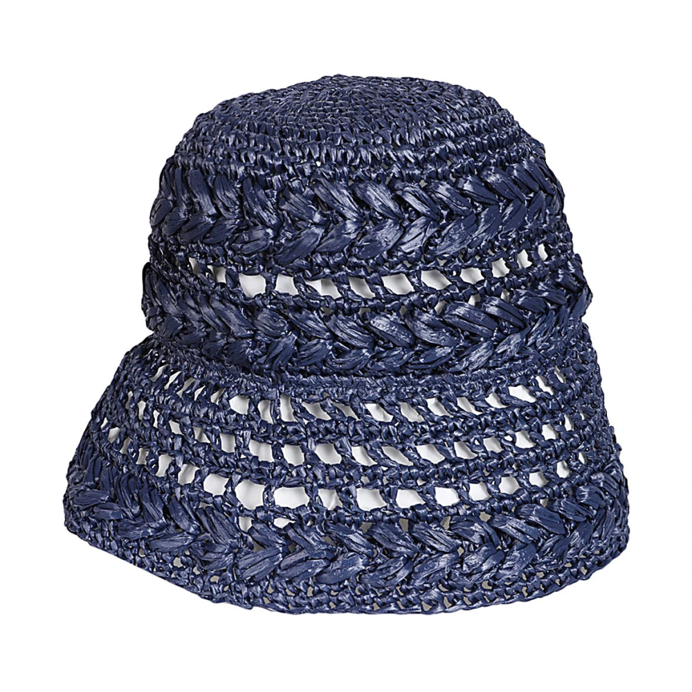 Max Mara Weekend Blauwe Gehaakte Lampenkap Hoed Blue Dames