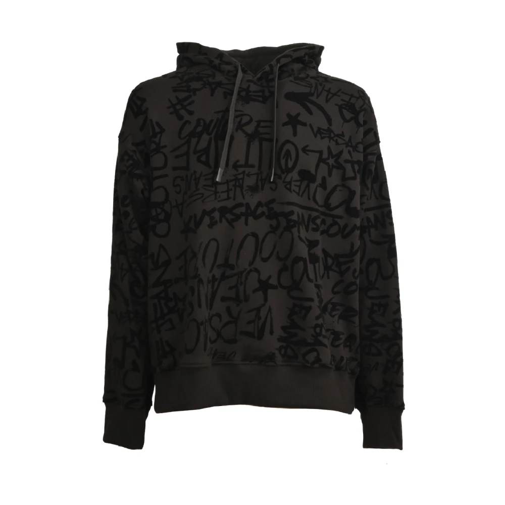 Versace Jeans Couture Heren hoodie met all-over letterprint Black Heren
