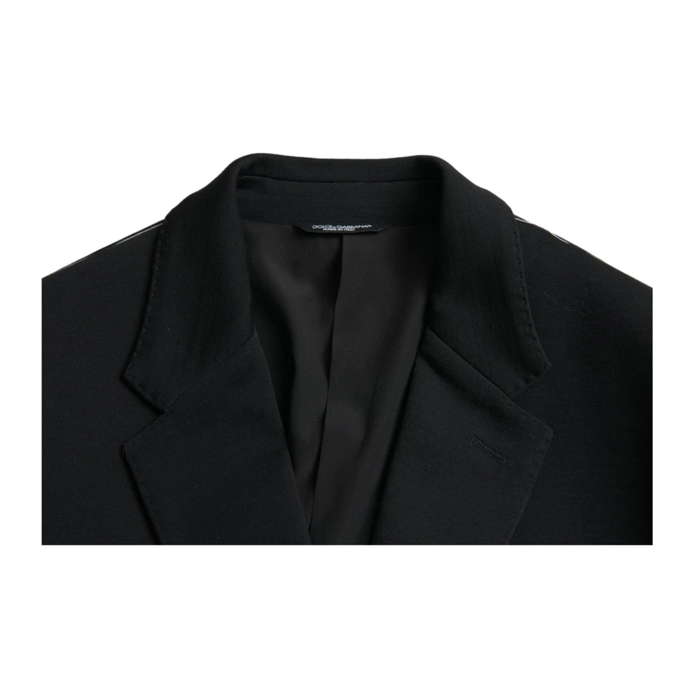 Dolce & Gabbana Zwarte Wol Notch Jas Blazer Black Heren