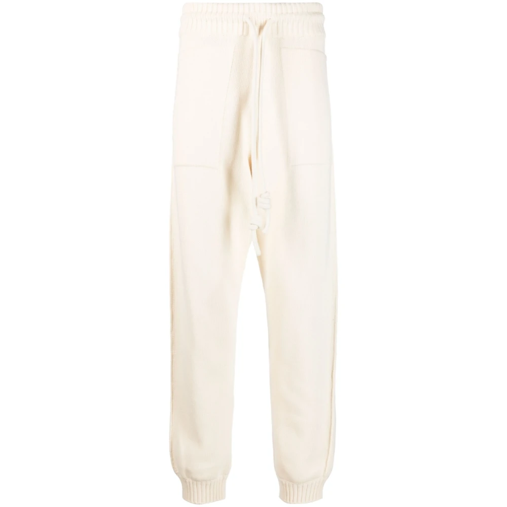 Off White Men's Beige/White Diag-Stripe Knitted Track Pants