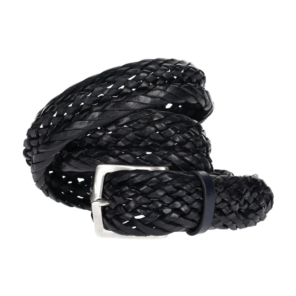 Orciani Men's Blue Belts, 90 Cm, Cintura In Pelle Intrecciata Tubolare