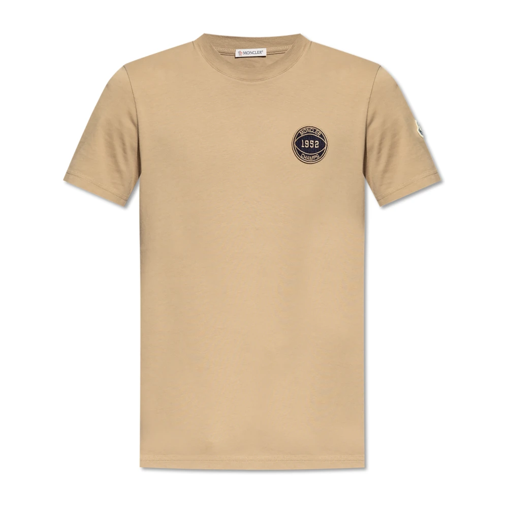 Moncler T-shirt met logopatch Beige Heren