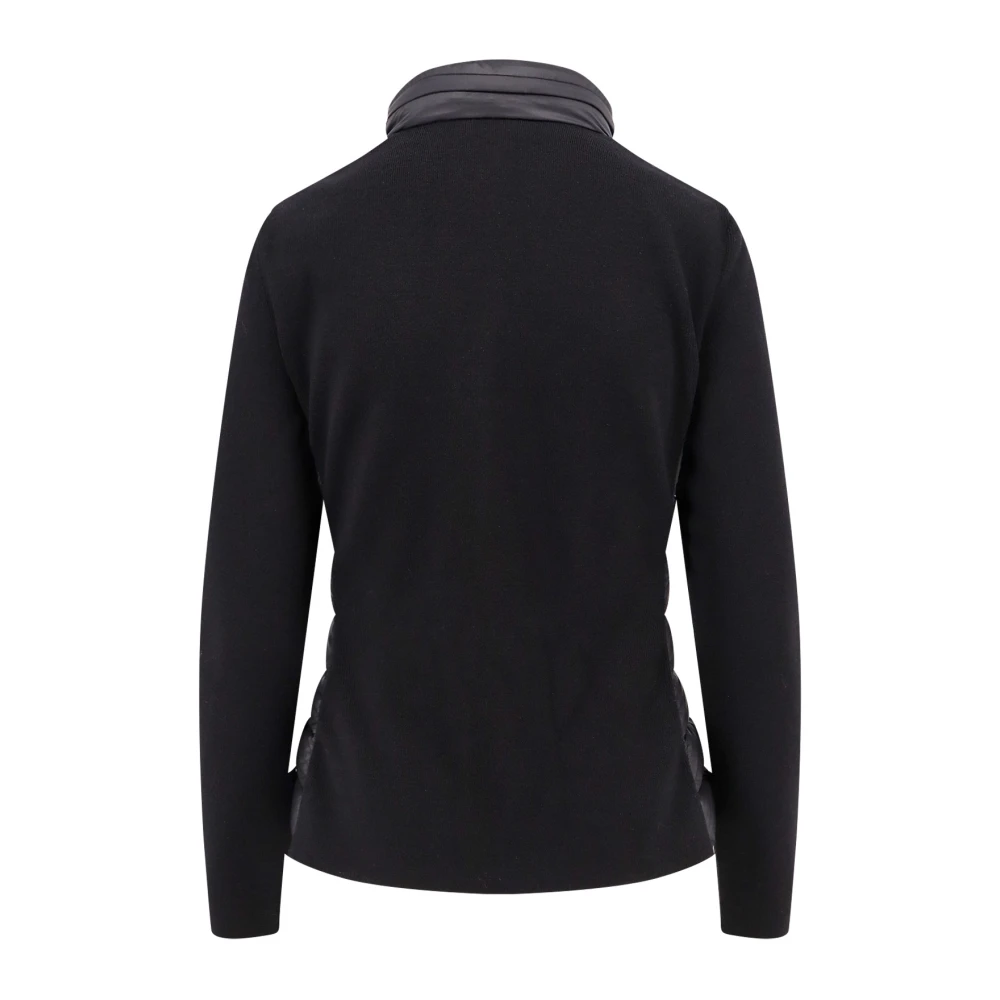 Moncler Nylon en wol cardigan jack met capuchon Black Dames