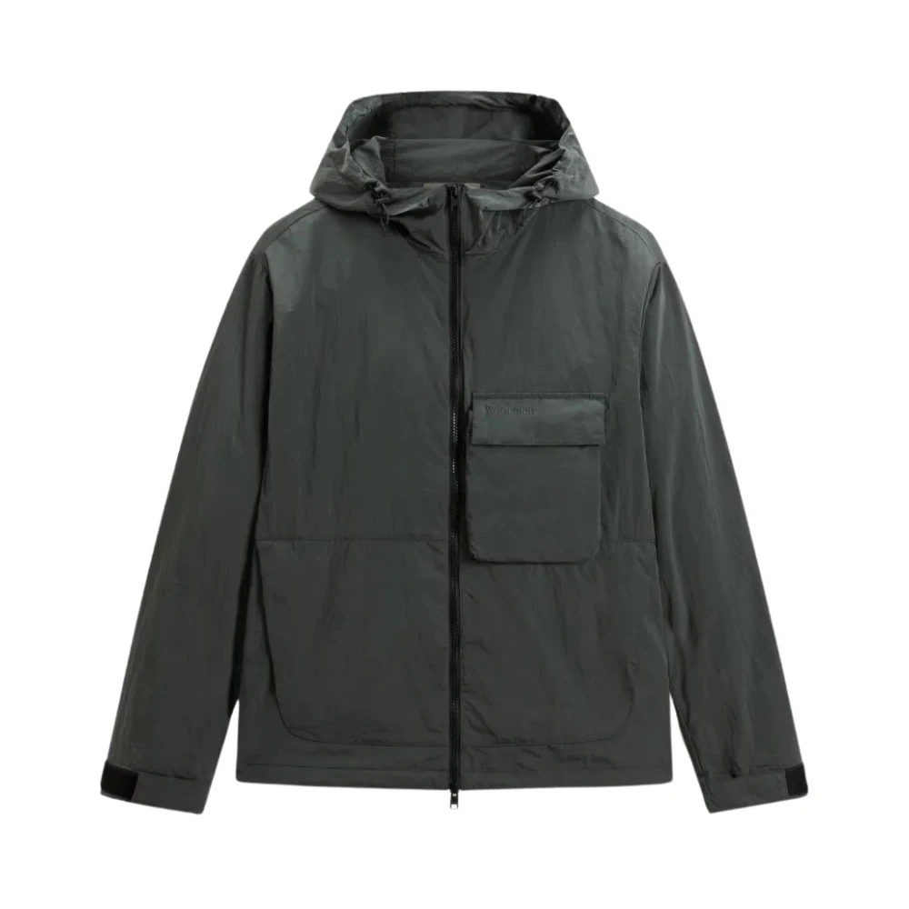 Woolrich Hombre Verde - Chaqueta Con Capucha De Nailon Brillante - Jackets - L