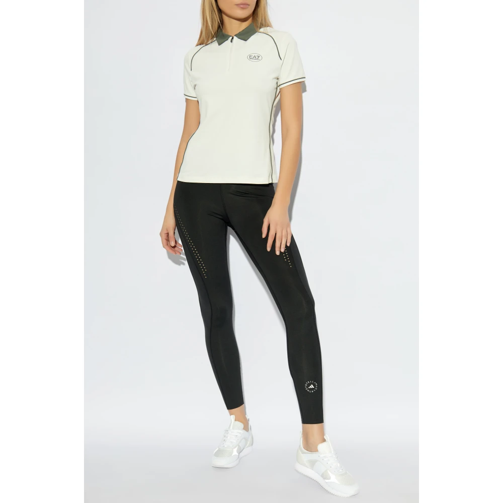Emporio Armani EA7 Polo met bedrukt logo Beige Dames
