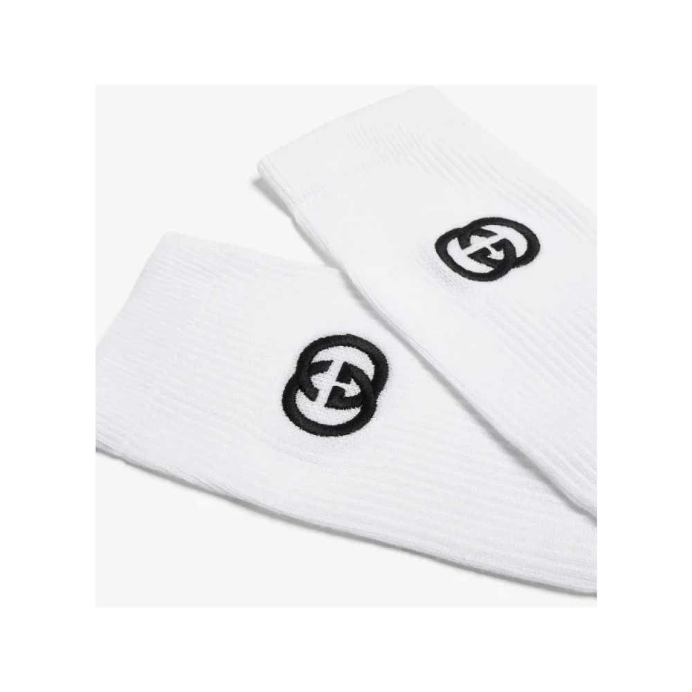 Gucci Witte Katoenen Logo Enkelsokken White Unisex