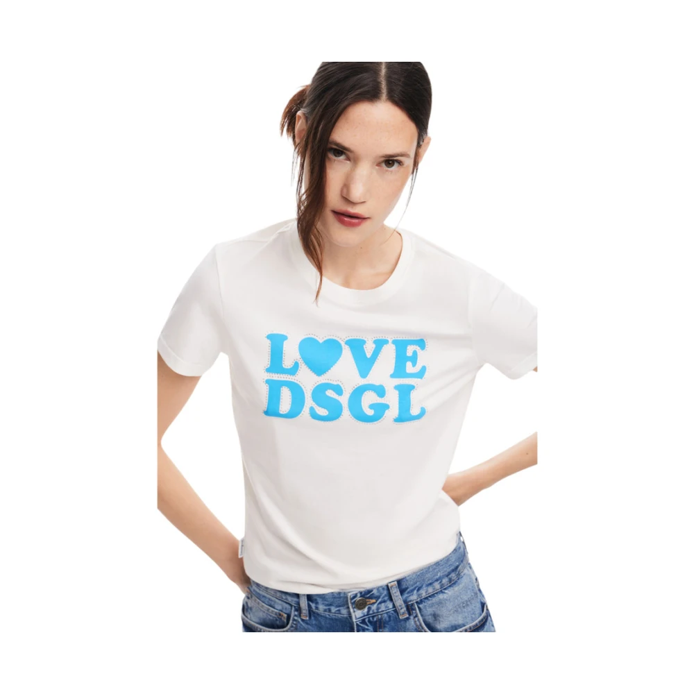 Desigual Korte Mouw T-shirt White Dames
