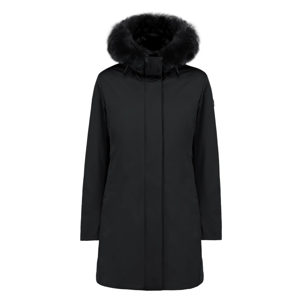 People of Shibuya Technische parka met afneembare bontcapuchon Black Dames