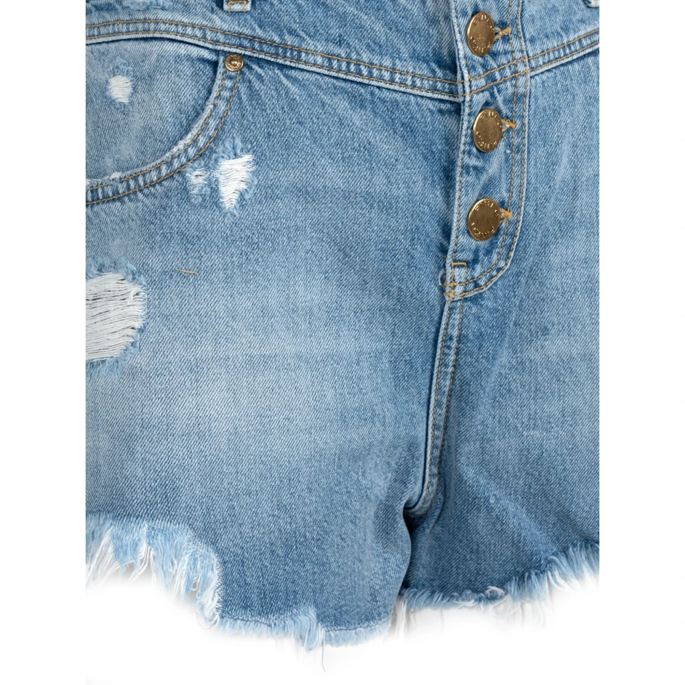 pinko Denim Shorts met knoopsluiting Blue Dames