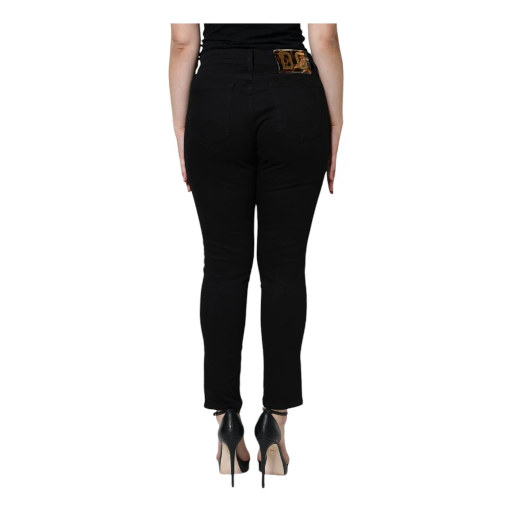 Dolce & Gabbana Zwarte Skinny Denim Jeans met Logo Black Dames