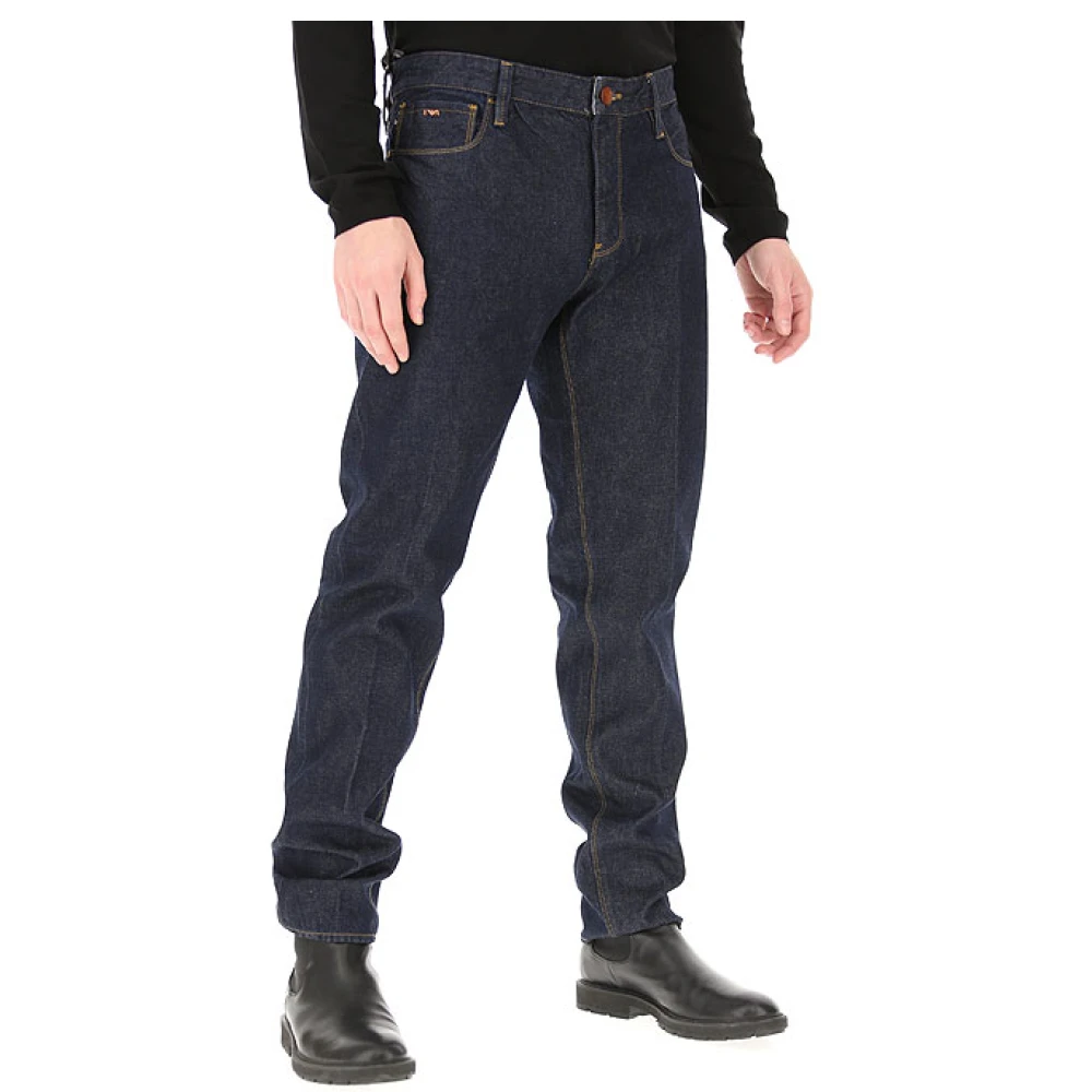 Emporio Armani Hoge taille rechte pijp jeans Blue Heren