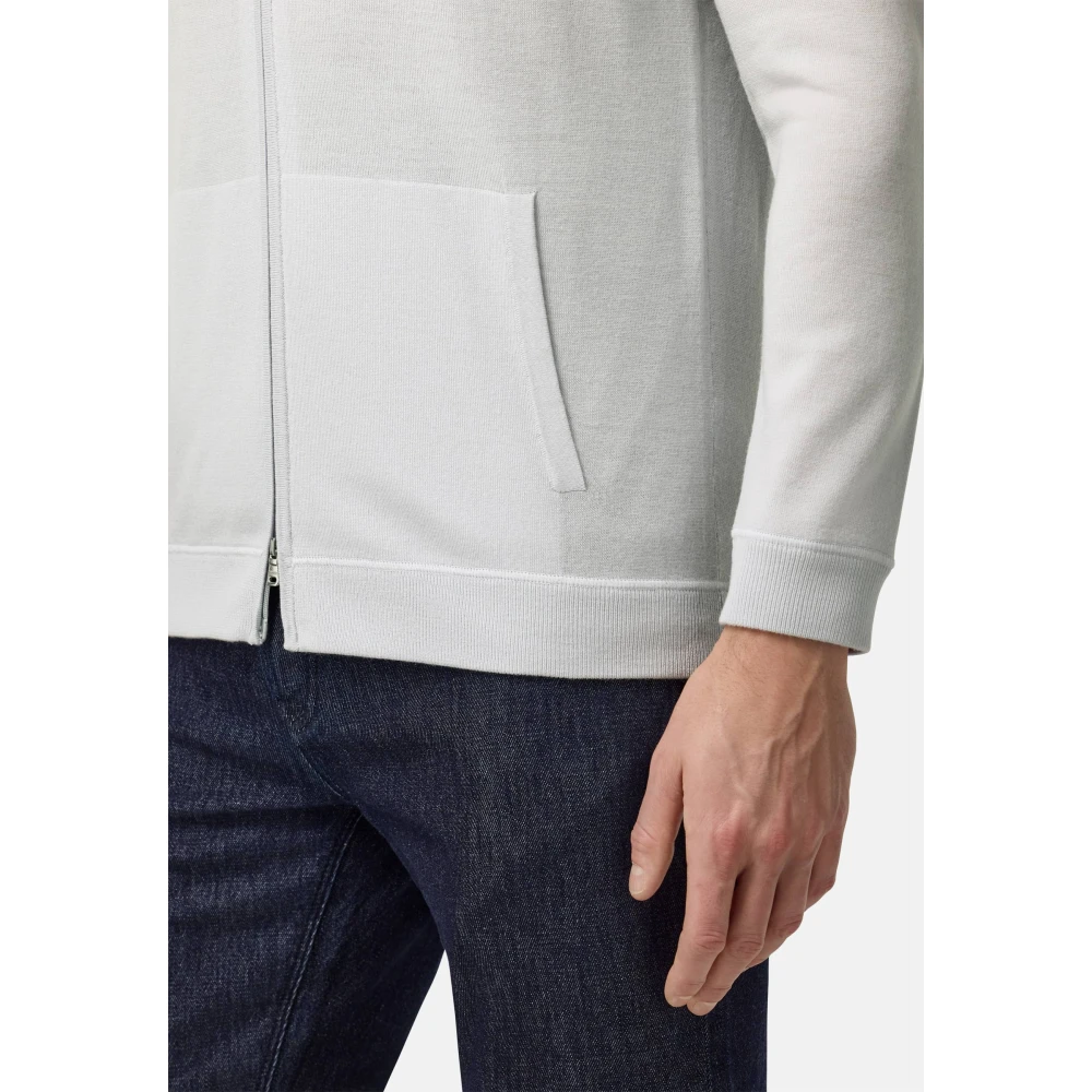 Boggi Milano Merino Wol Full Zip Jumper Blue Heren