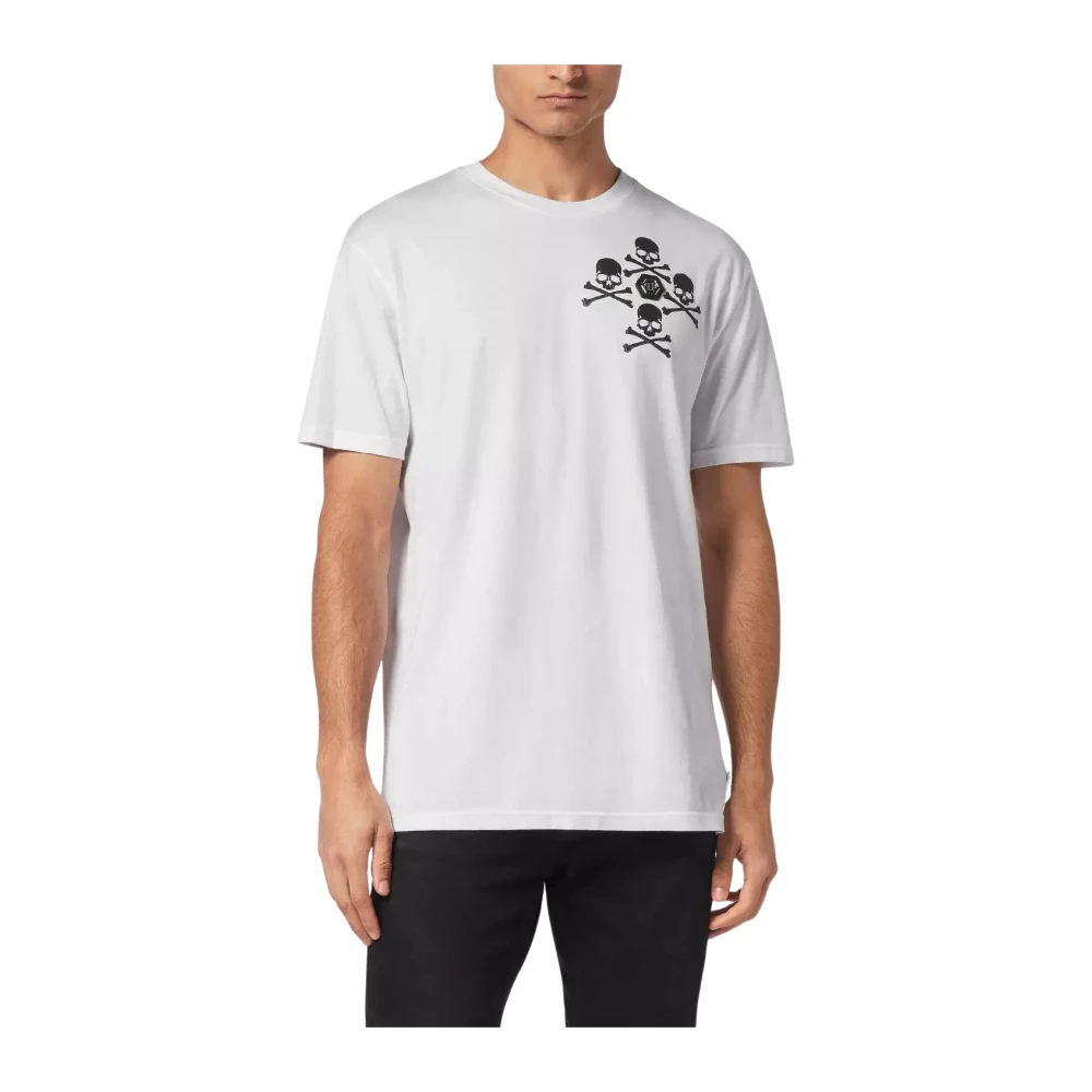 Philipp Plein Men's White T-Shirt Skull&Bones