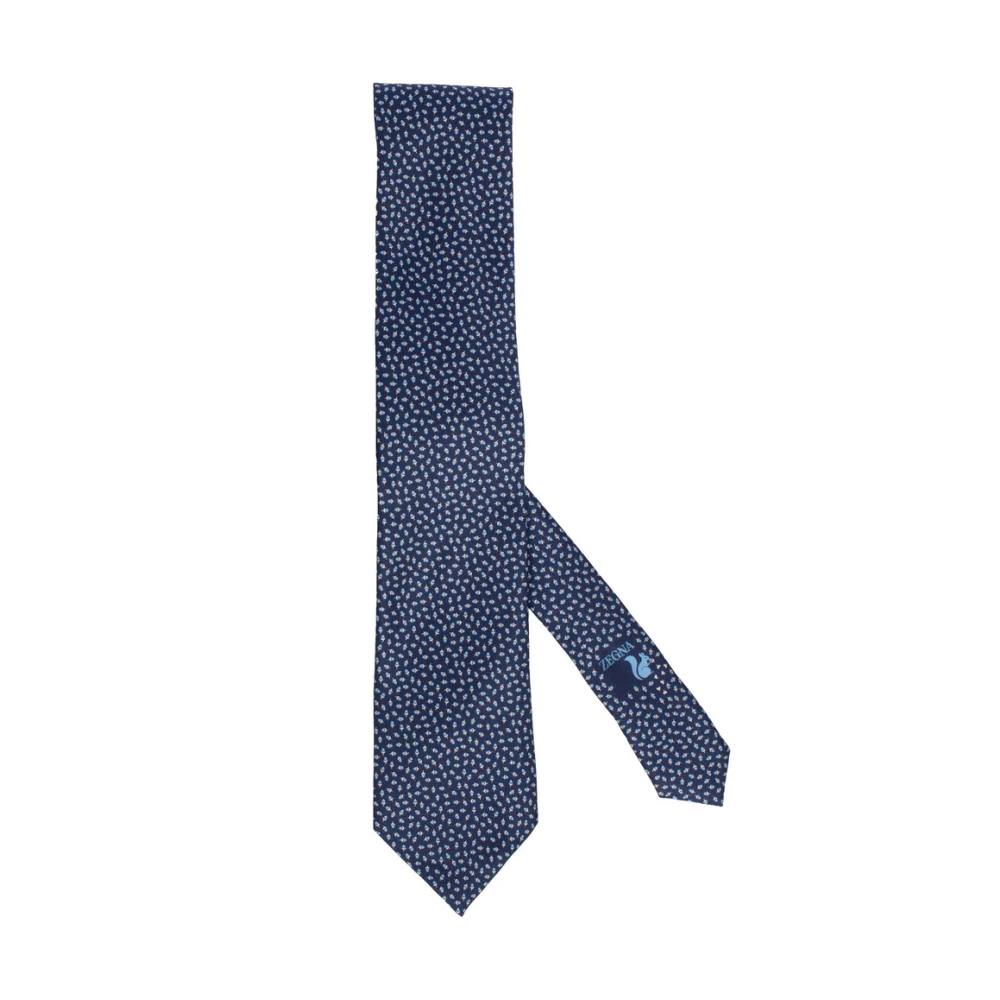 Ermenegildo Zegna Zijden Bloemen Geometrische Stropdas Blue Heren