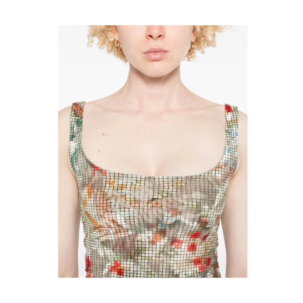 Siedrés Mosgroene Vierkante Halsmouwloze Top Multicolor Dames