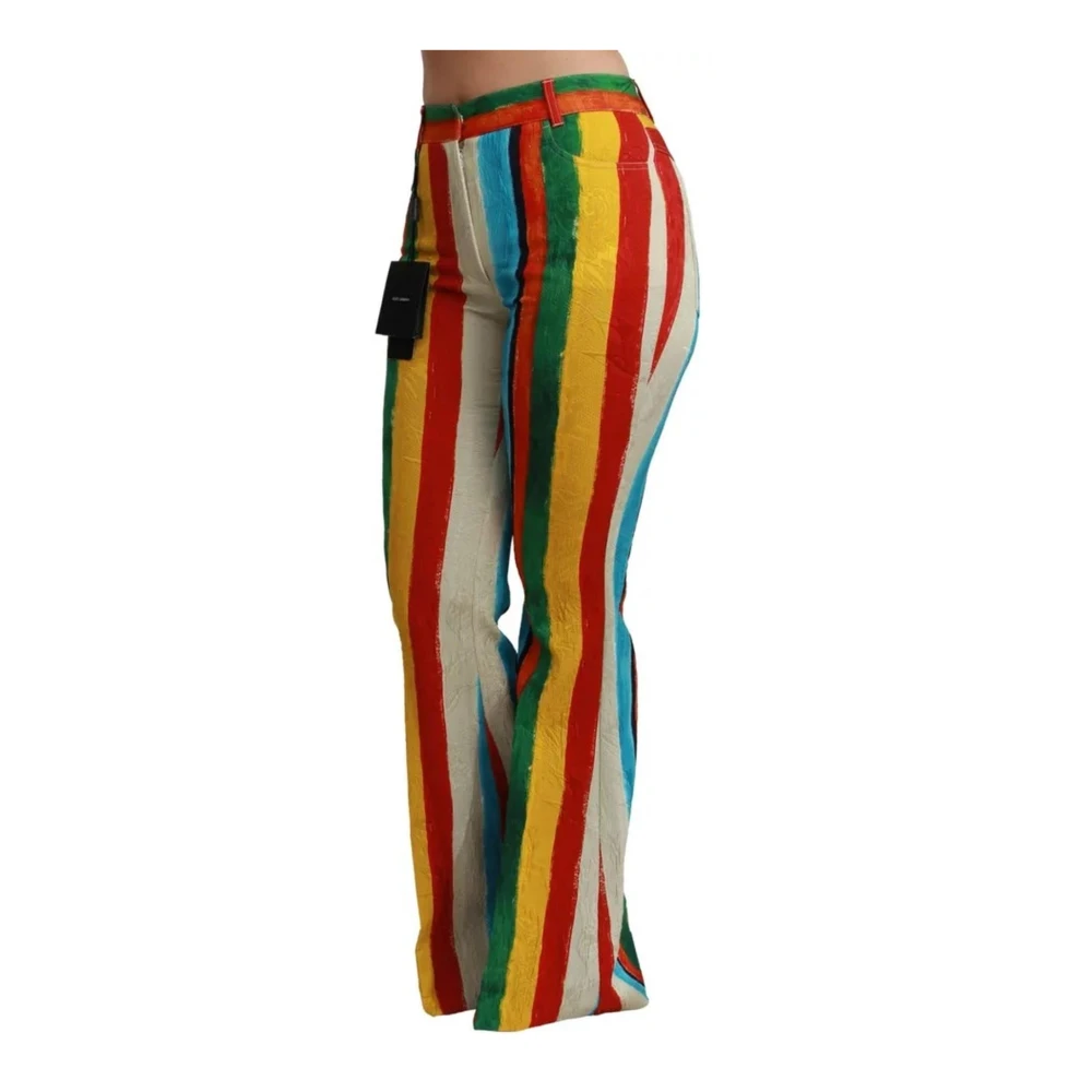 Dolce & Gabbana Gestreepte Hoge Taille Flare Broek Multicolor Dames
