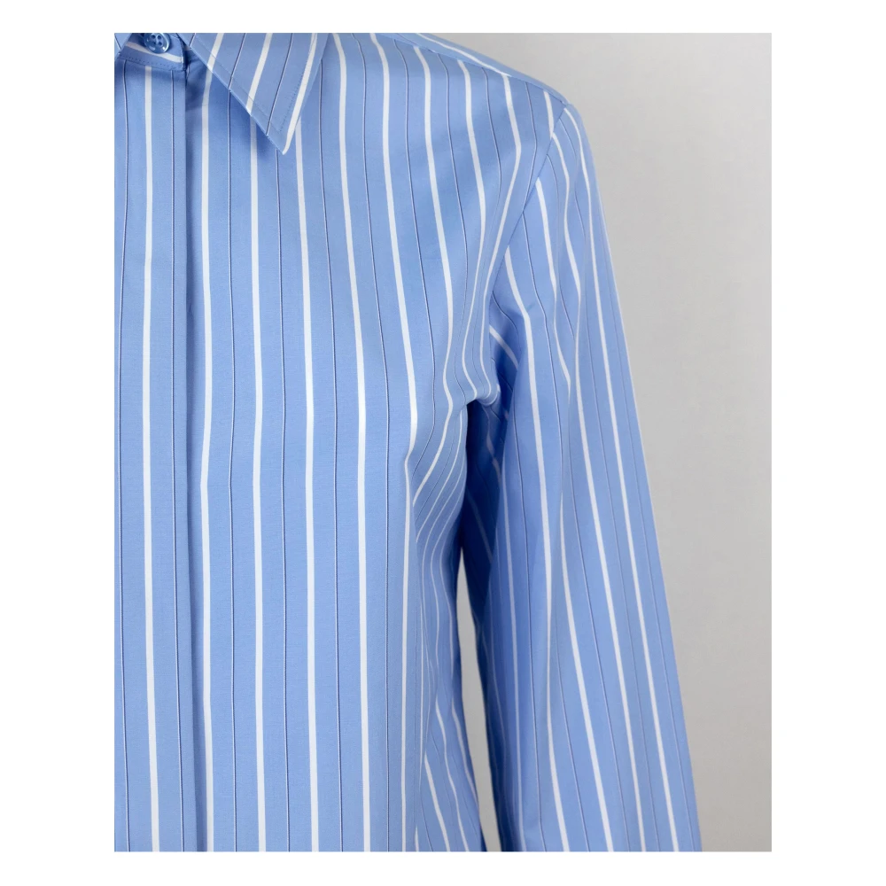 SPORTMAX Blauw Gestreept Overhemd Regular Fit Blue Dames