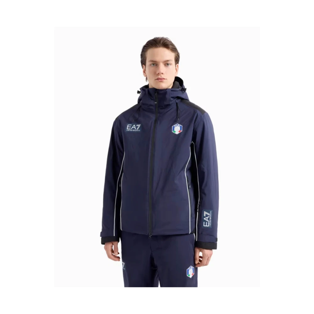 Emporio Armani EA7 Blauwe Winterjas Stijlvol Ontwerp Blue Heren