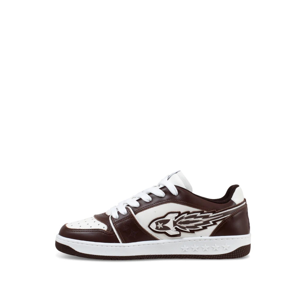 Enterprise Japan Bruine en witte leren sneakers Brown Heren