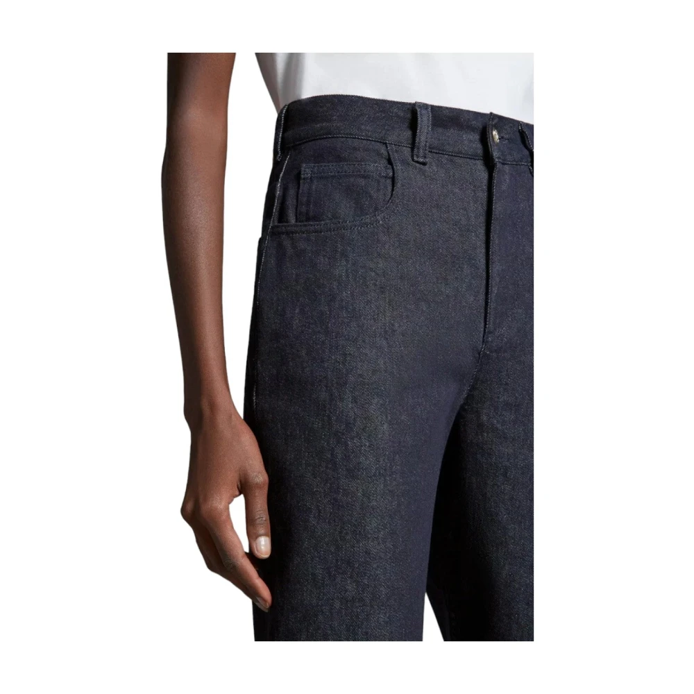 Moncler Hoge Taille Cropped Jeans Blue Dames