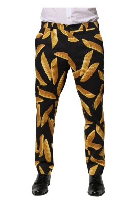 Svart Pasta Print Tapered Herrbyxor