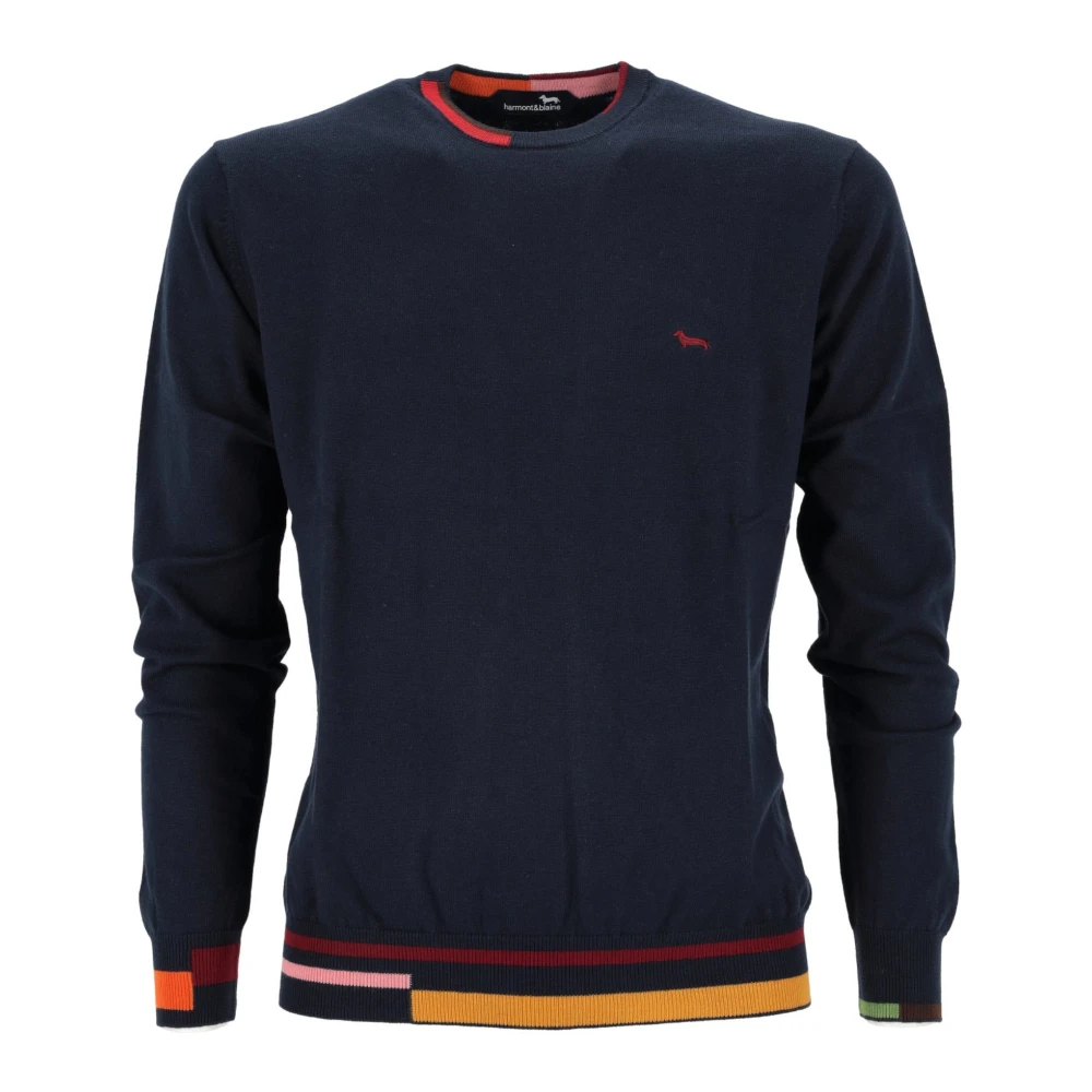 Harmont & Blaine Blauwe herentrui met logo op de voorkant XL Blue Heren