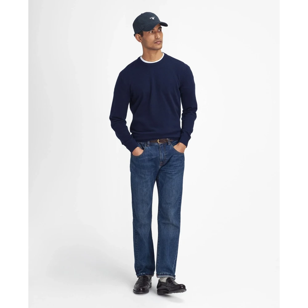 Barbour Blauwe Crew Neck Sweater Marlow Blue Heren