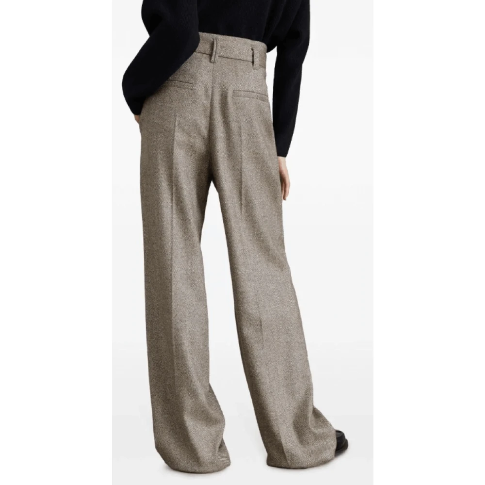 BRUNELLO CUCINELLI Herringbone Wool Blend Trousers Brown Dames