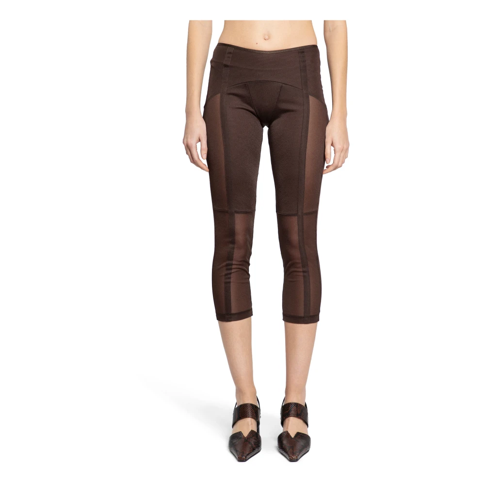 Knwls Bruine Elastische Taille Cropped Capri Broek Brown Dames