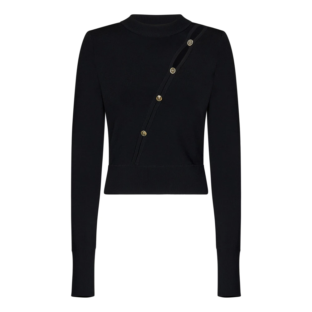 Versace Jeans Couture Zwarte Cut-Out Sweater Aw24 Black Dames
